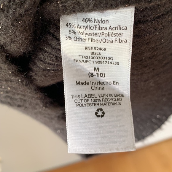 Time & Tru NWT Womens Puff Sleeve Crew Neck Sweater Black Gold Medium Mob Wife - Picture 14 of 15